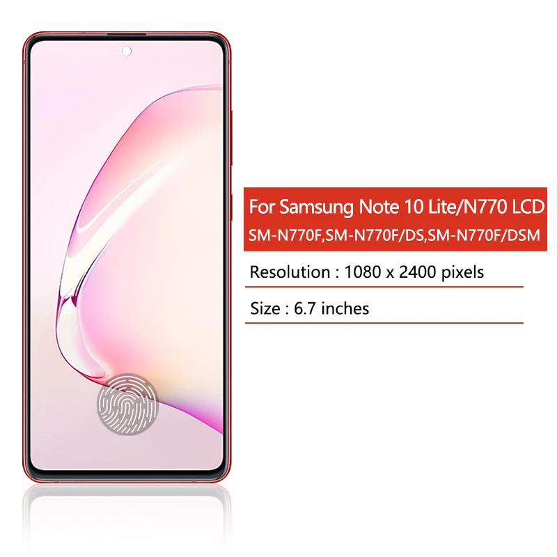 Super AMOLED dla Samsung Note 10 Lite 10Lite Wyświetlacz Lcd Ekran dotykowy Digitizer Dla Samsung Note10 Lite N770F N770F/DS Wyświetlacz — zdjęcie produktu 2
