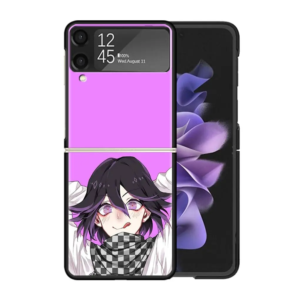 Danganronpa Kokichi Ouma casing Bening, pelindung ponsel untuk Samsung Z Flip 5 4 3 Galaxy ZFlip 6 5G tahan guncangan cetak keras TPU PC Coque