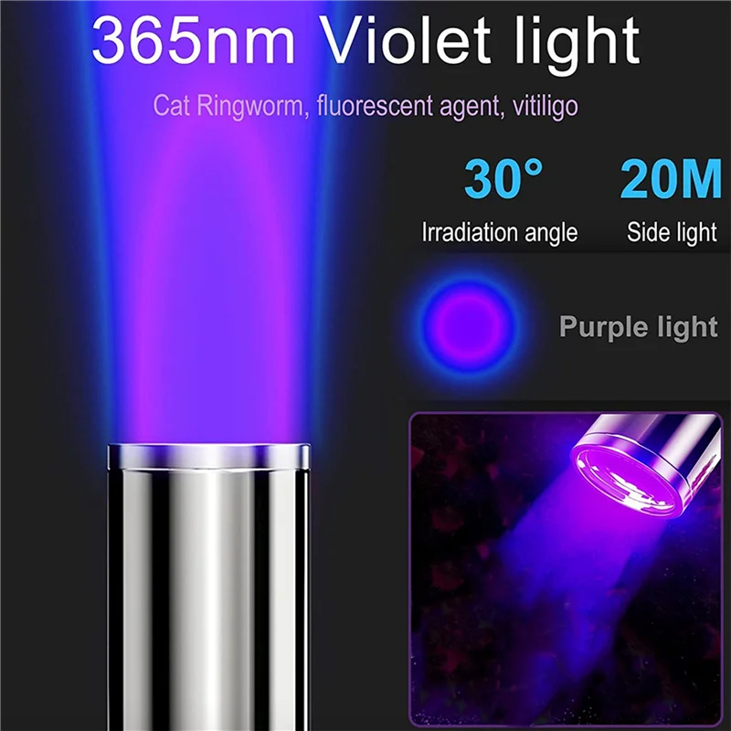 

ABGH-10X Wood's Lamp Portable,UV Black Light For Pet Dog/Cat Care,Cat Ringworm Detector, Pet Urine Detector,Rechargeable
