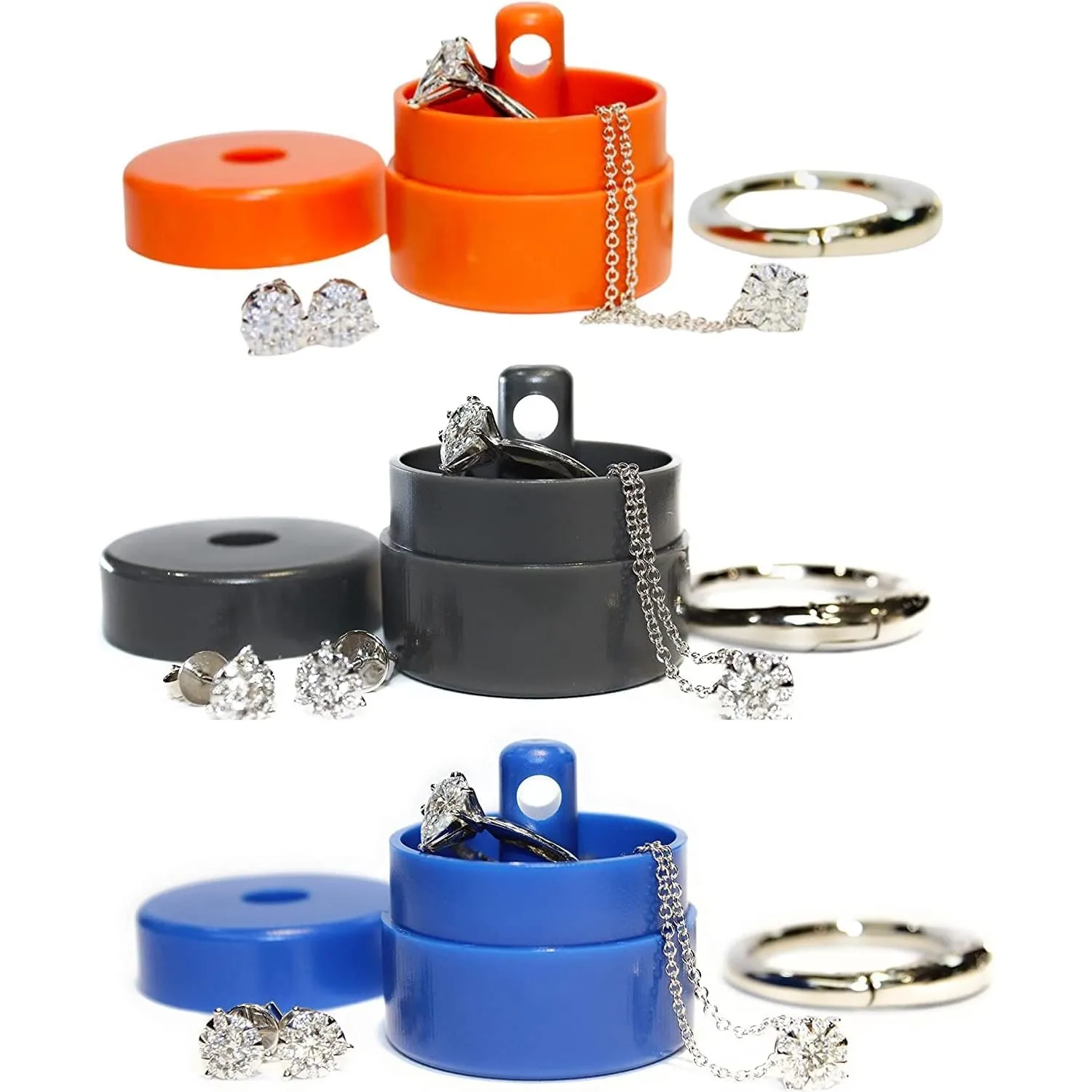 

Travel Jewelry Box Case, Ring Holder on Shark Tank - Ring Holder for Women Girls with Keychain, Small Jewelry Organizer Boxes,