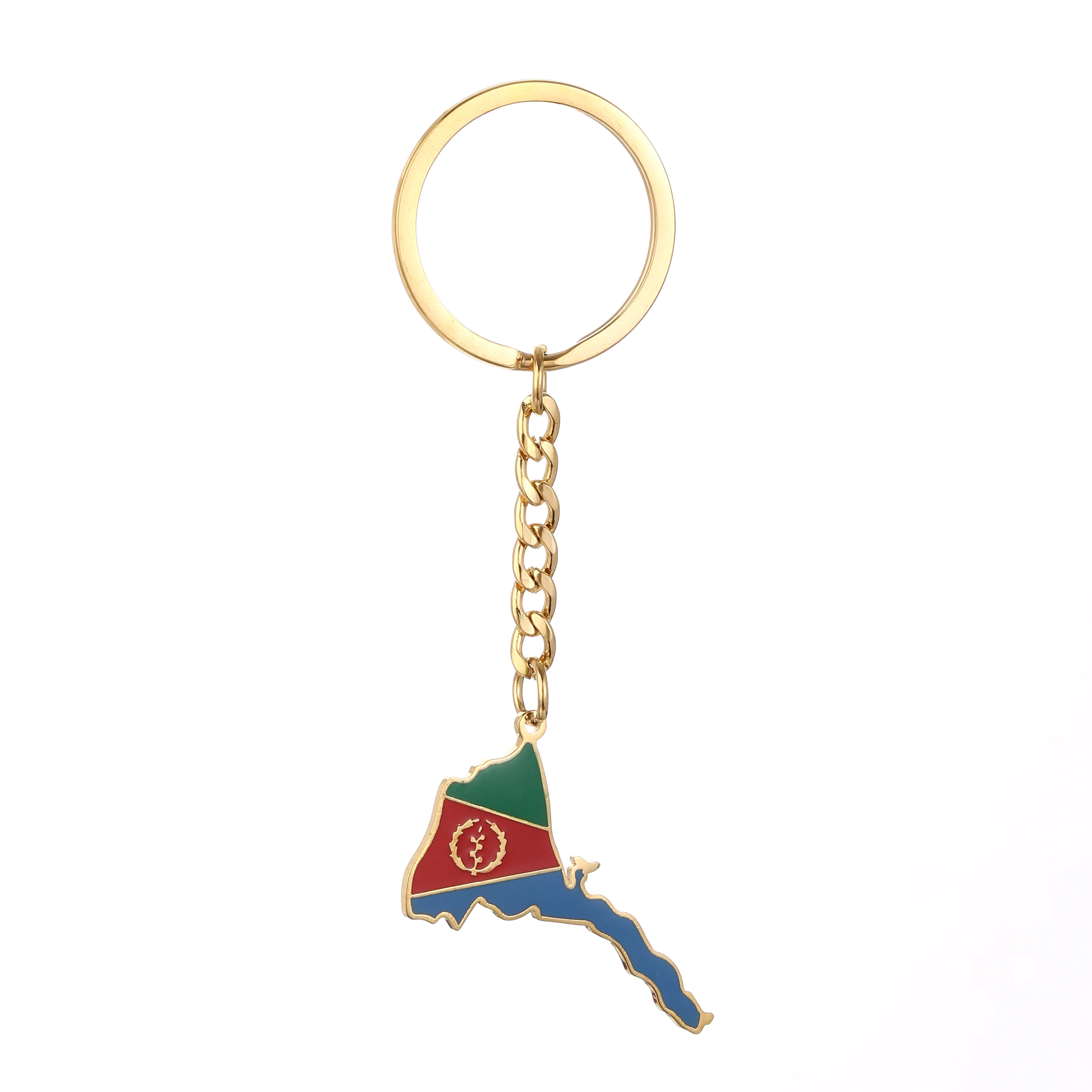 

Stainless Steel Eritrea Map Flag Pendant Keychain Key Ring for Women Girls African Map of Eritrean