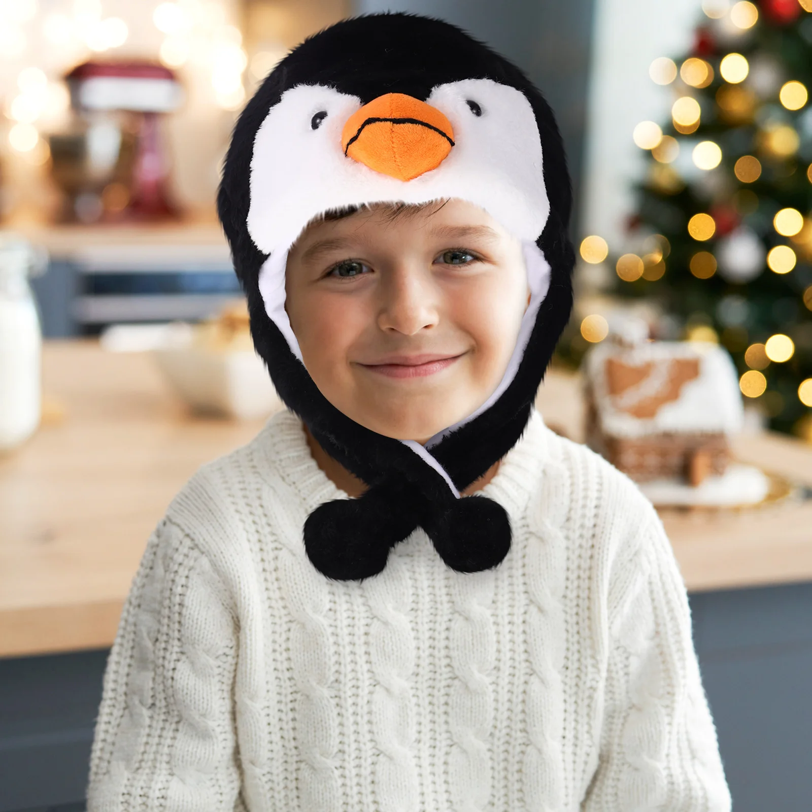 Gorro de animal con orejeras cálidas, bonito diseño de dibujos animados para actuación de fiesta de Halloween, accesorio de Cosplay