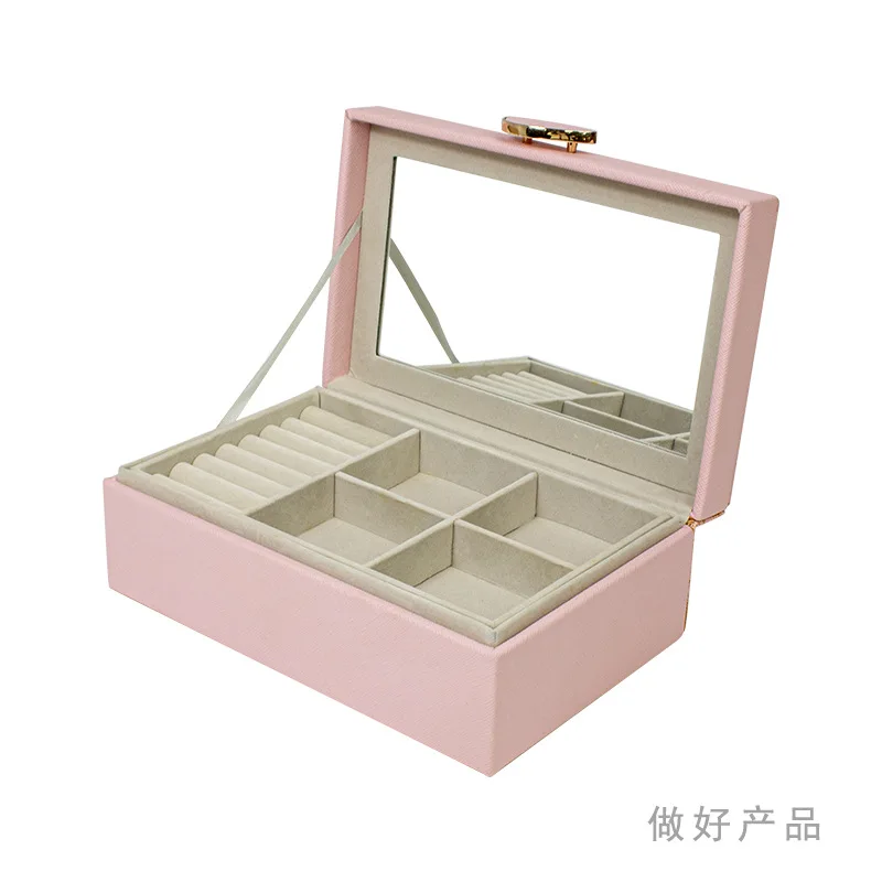 

Desktop large-capacity ring pink storage box, jewelry storage box.