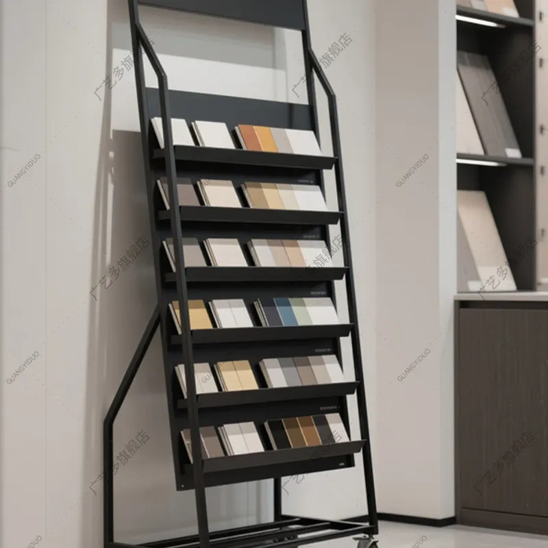 Swatch display rack Floor-to-ceiling wooden floor Tile rack Sample Shelf Stone color card Cabinet Door panel Cart rack