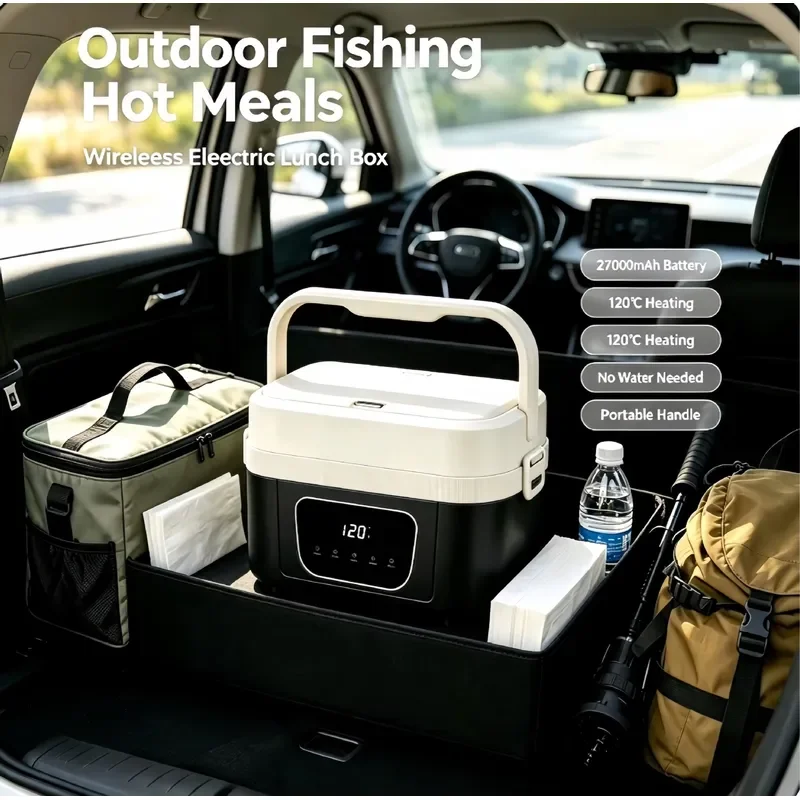 Portable Self Heating Lunch Box No Plug Electric Food Container 120C High Temperature Warmer for Outdoor Camping Travel Work