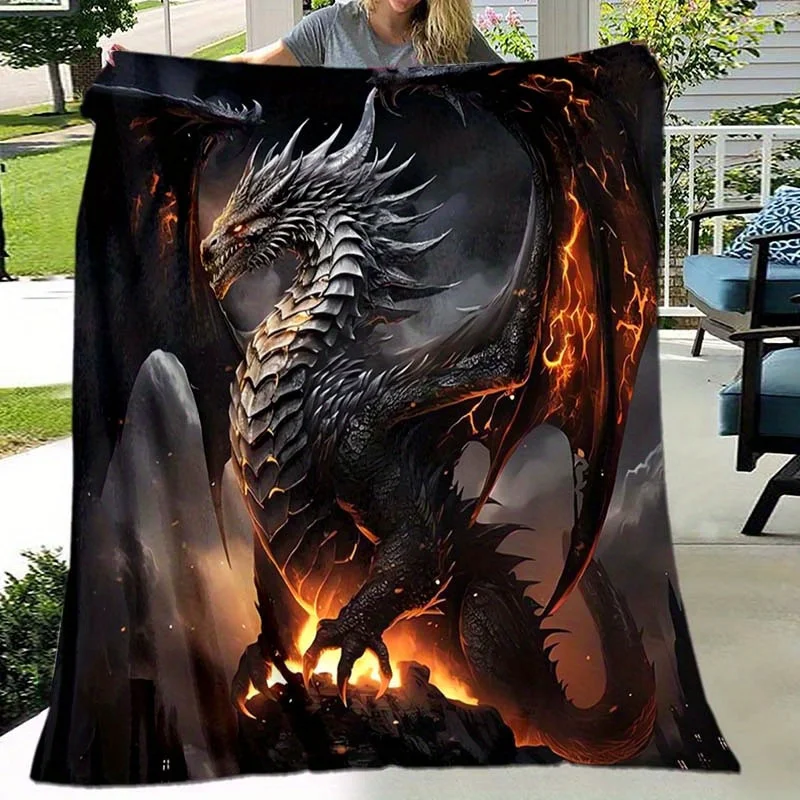 "Manta polar con estampado de dragón feo, manta suave y acogedora para fanáticos de la fantasía, idea de regalo única para amantes del Juego de Tronos, decoración del hogar"