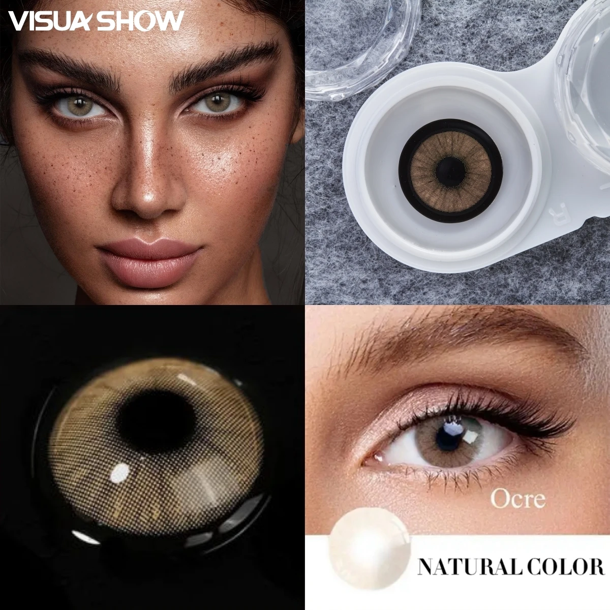 VISUASHOW Hidrocor ocre Lcy gris lentes de contacto de Color Natural 1 par de lentes de contacto de belleza para ojos grandes lentes de colores para