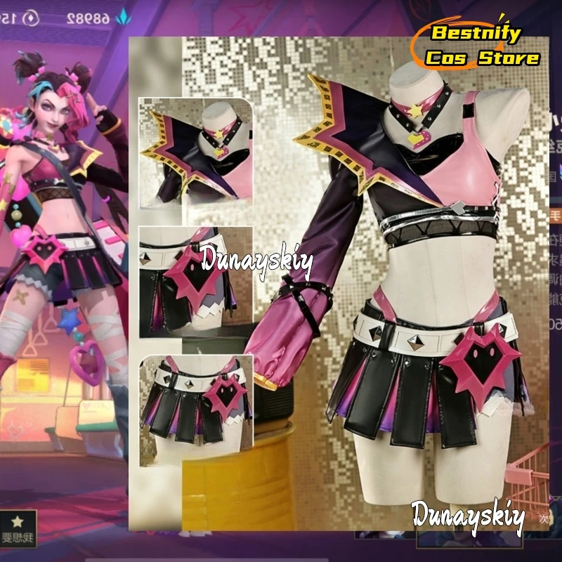 

Lovestruck Jinx Косплей Костюм LOL День Святого Валентина Новая кожа Jinx Женский Косплей Костюм Хэллоуин Полный комплект 코스프레