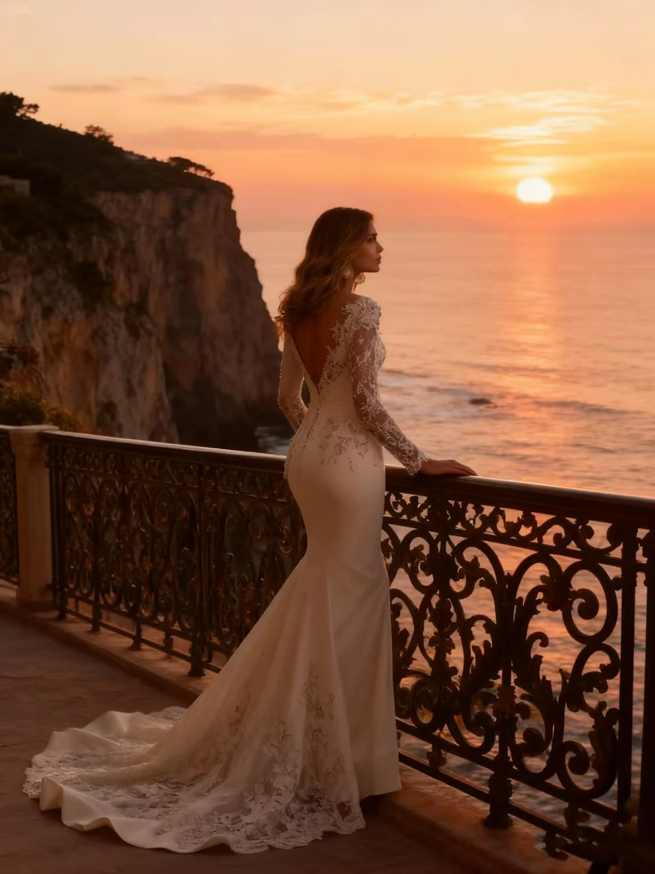 Flavinke Customized V Neck Mermaid Wedding Dresses Long sleeve Pearls Embroidery Detachable Overskirts Vestido De Novia 2025