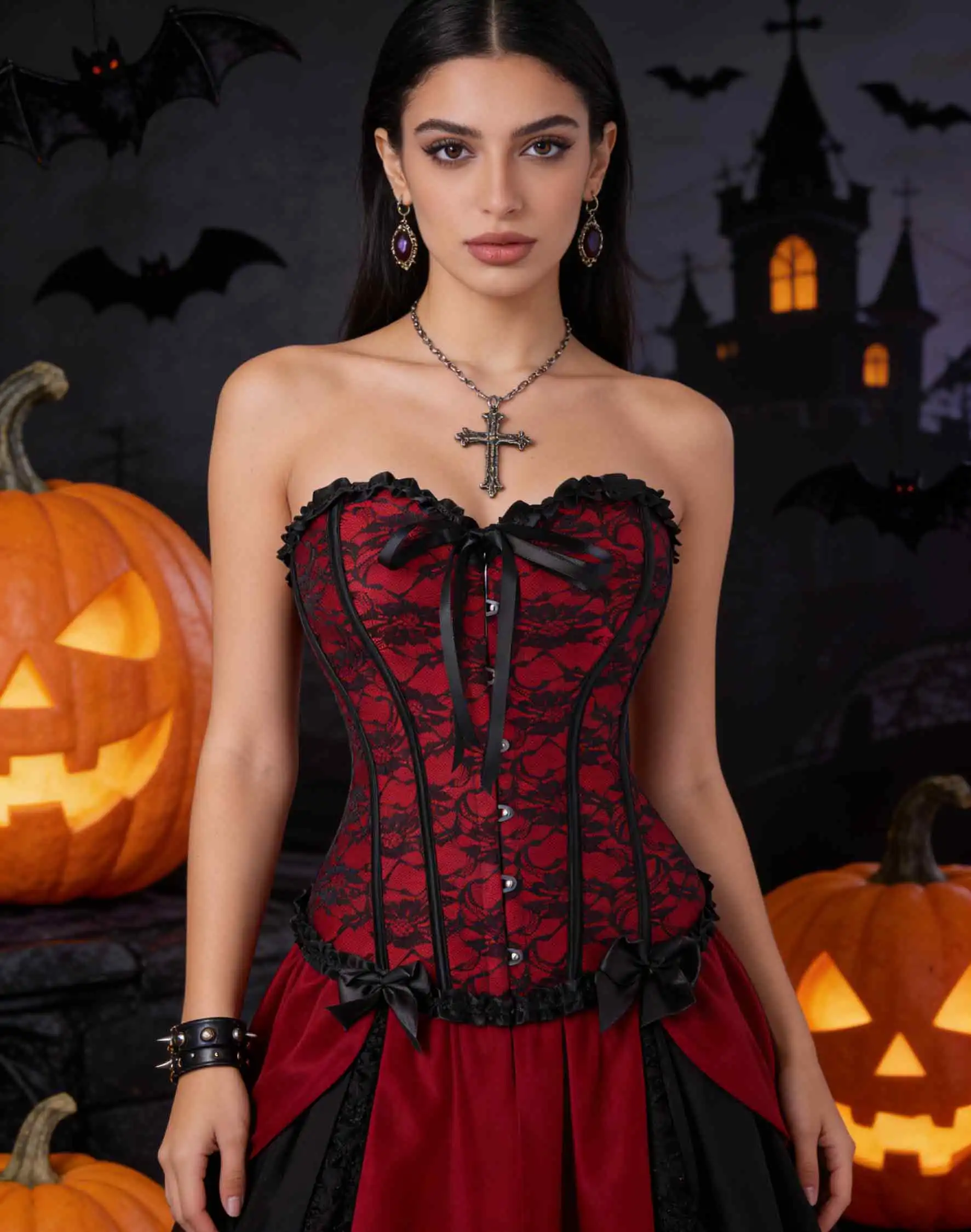 Corset court sans bretelles avec dentelle papillon à lacets pour femme