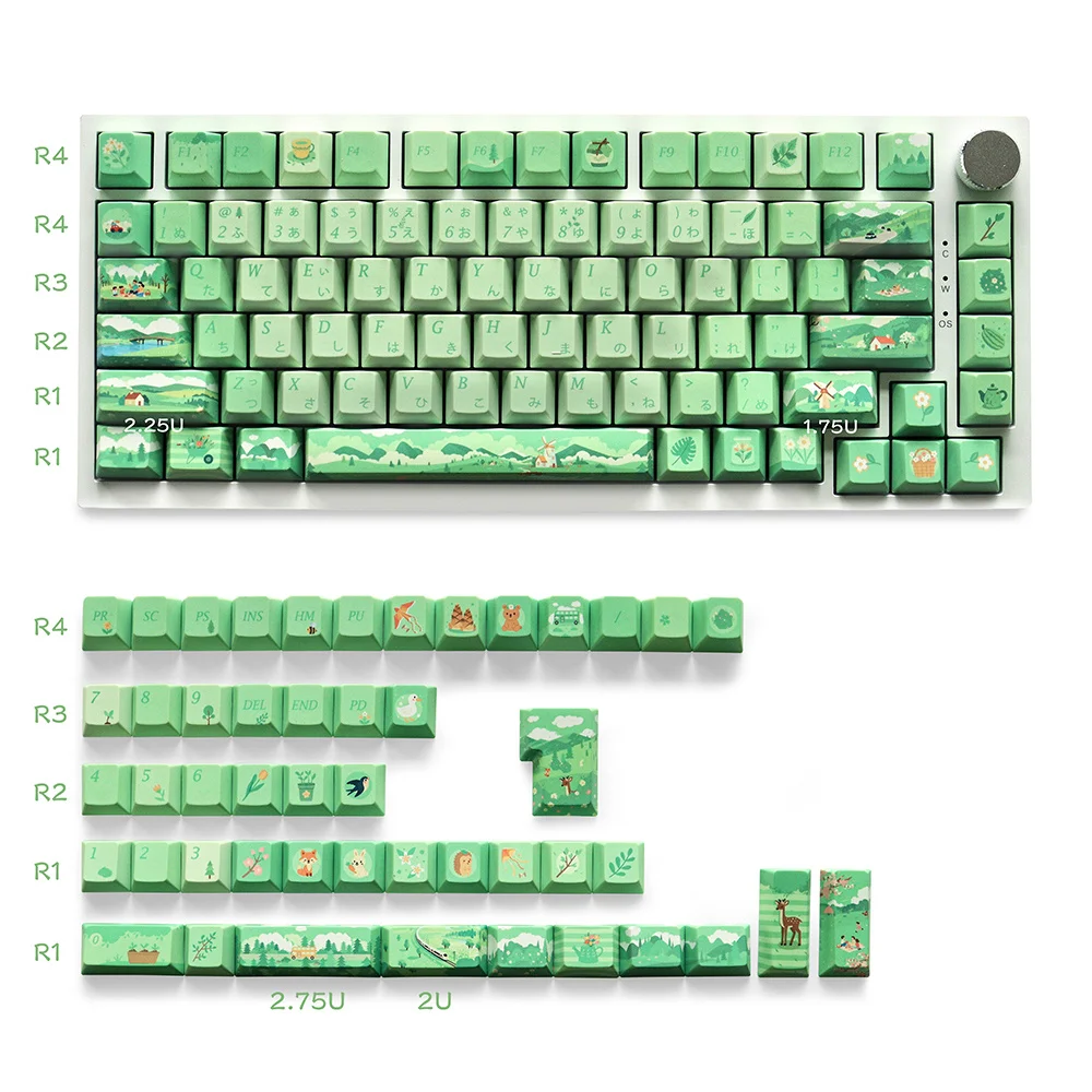 Original Design Spring Fun Theme Keycaps 130Keys PBT Material Clear Texture Cherry Profile for Mx Switch Mechanical Keyboard