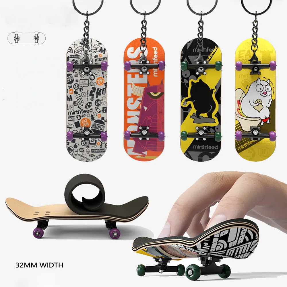 

Maple Wood Fingerboard Deck Professional Advanced Type Colorful Cartoon Pattern Leisure Fingertip Toys Keychain Pendant ZG330