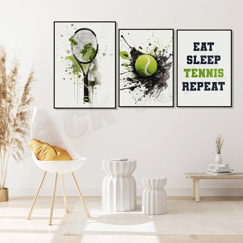 لوحات فنية جدارية للتنس، مطبوعات تنس، للأولاد، ديكور غرفة نوم الأطفال، ملصقات تنس، هدايا لمحبي الرياضة #3
