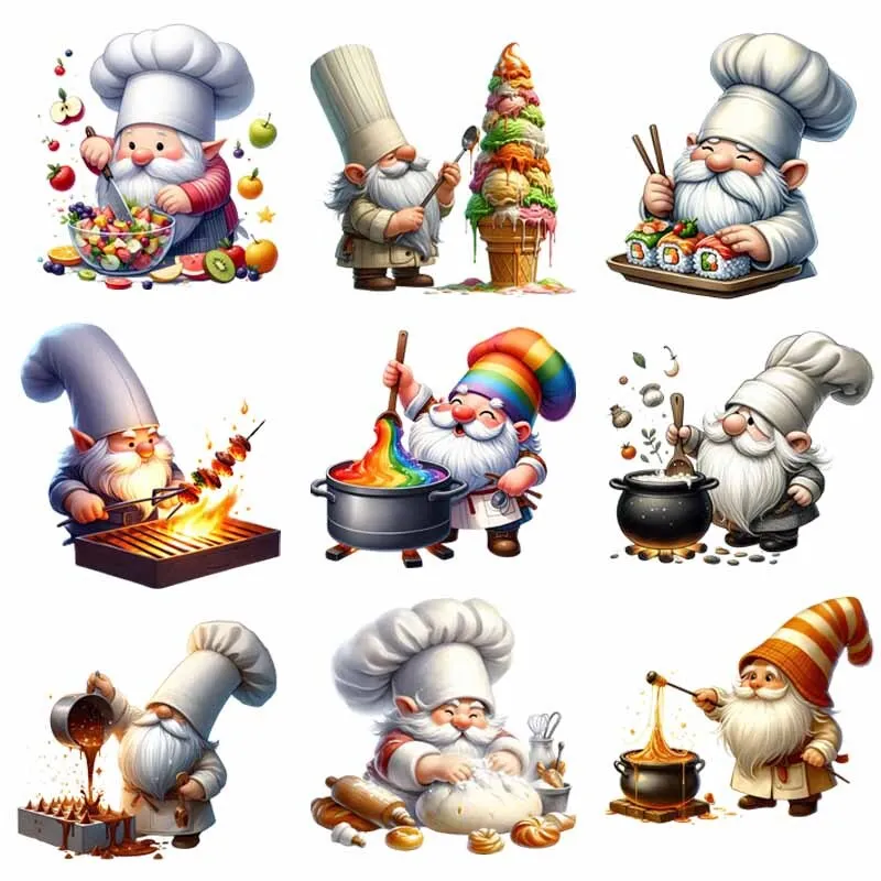 Cute cook elf Iron on transfer for Children clothing DIY Washable T-shirts dtf transfers ready to press Heat Transfer Printing