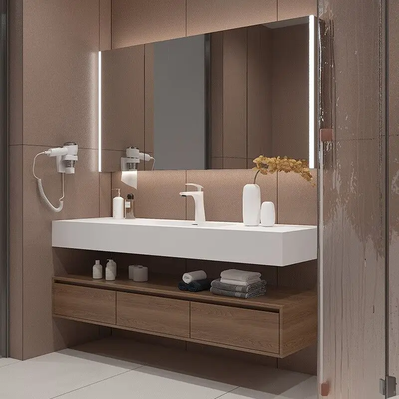Clear Wooden Bathroom Cabinets Countertop 120Cm Luxury Drawer Bathroom Cabinet Small Wall Mounted Mobile Bagno Home Furniture