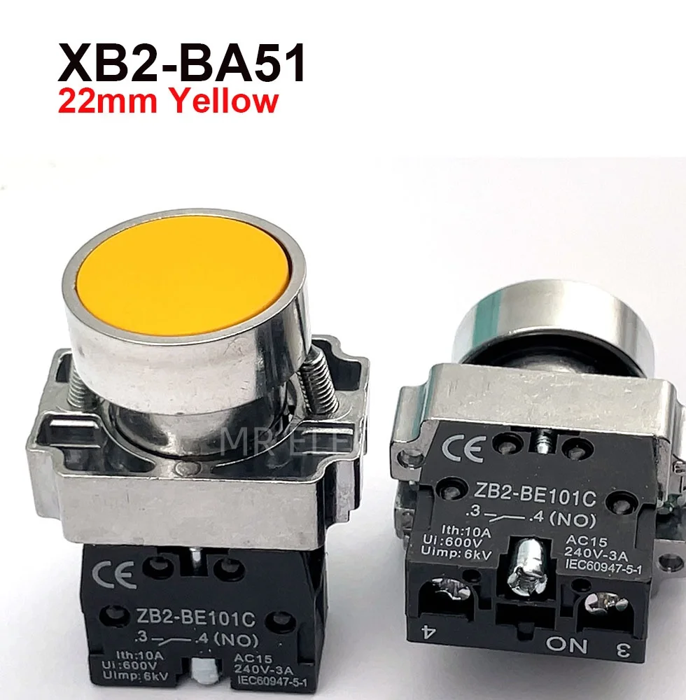 1Pcs 22mm Momentary Push button switch 10A/415V NC/NO XB2-BA11  XB2-BA21   XB2-BA31 XB2-BA42 XB2-BA51  XB2-BA61 Button switch