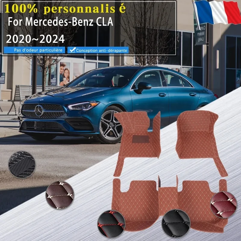 

Leather Car Floor Mats For Mercedes-Benz CLA C118 2020 2021 2022 2023 2024 Waterproof Pads Covers Floor Carpets Auto Accessories