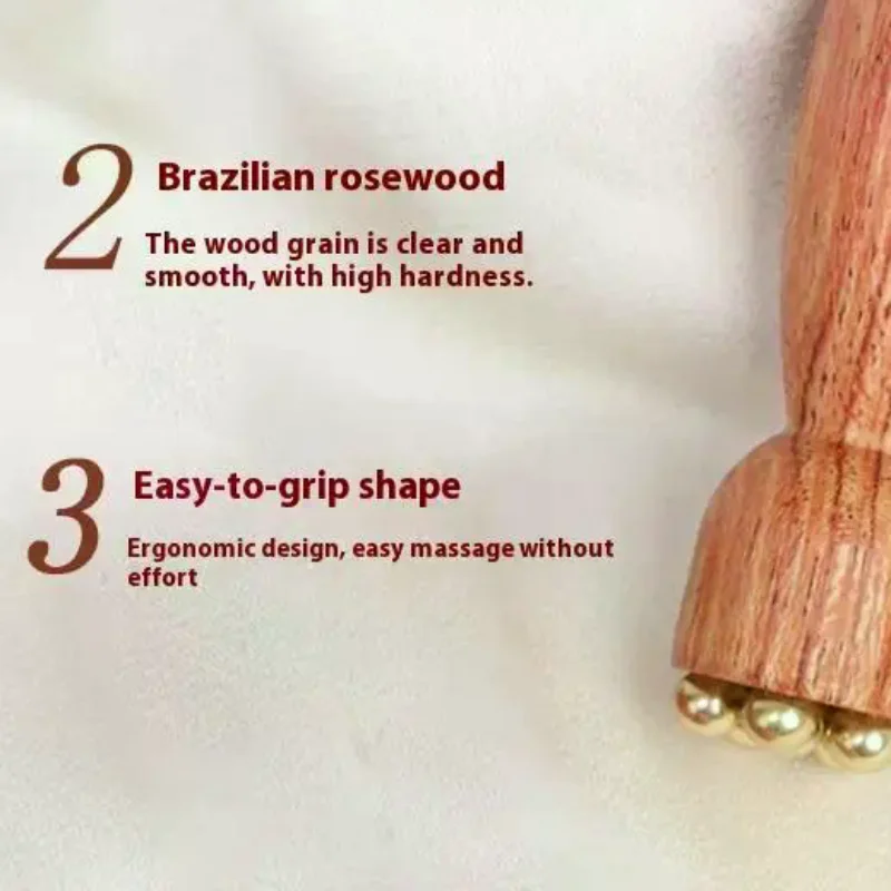 

Lotus Seedpod Beauty Professional Brass & Rosewood Facial Gua Sha Tool Eye Relaxation Spot Meridians Acupoint Massage Handheld