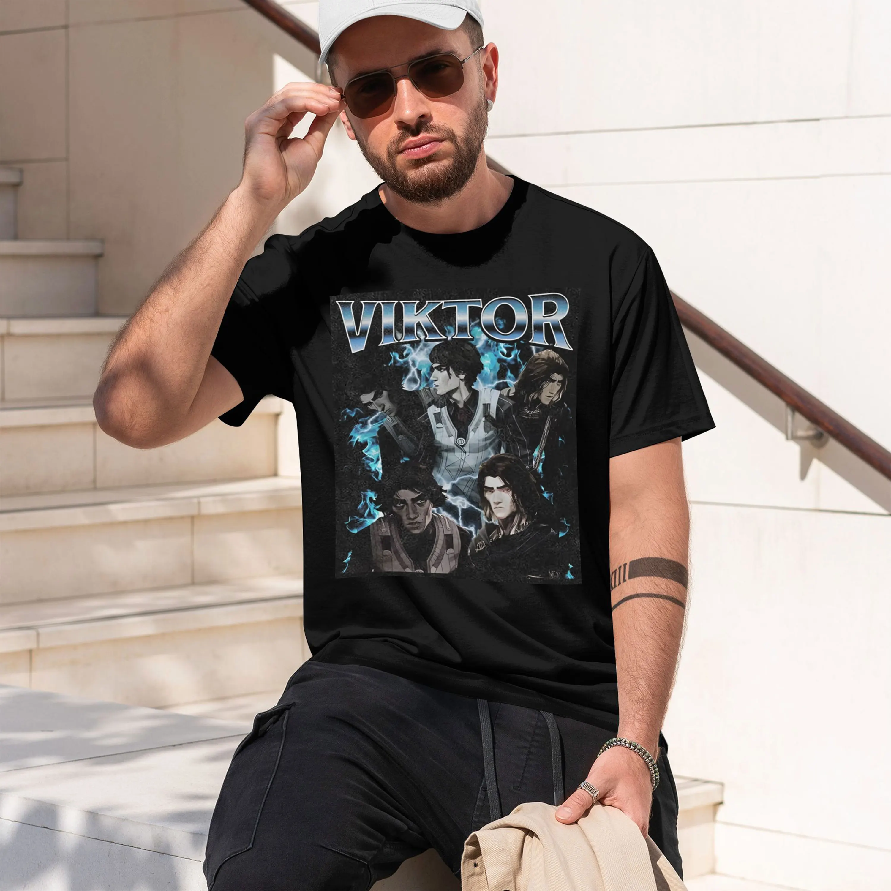 Anime Arcane Viktor Glorious Ovulation Grh T Shirt Men Vintage Washed T-shirts Casual d T-shirt Harajuku Tops 2026 New Model Men
