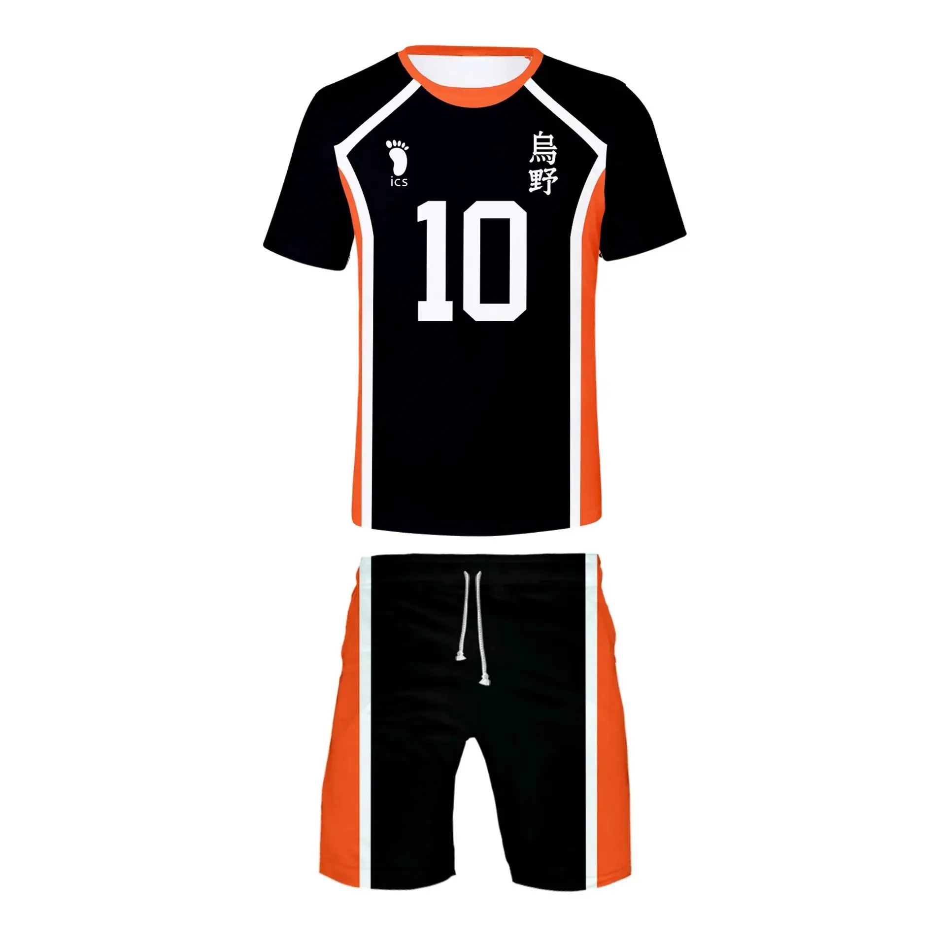 Volleyball Team Uniform Training Clothes Tshirt 3D T-shirt +Short Men/Women O-neck Fashion Haikyuu 2pcs set Unisex clothing