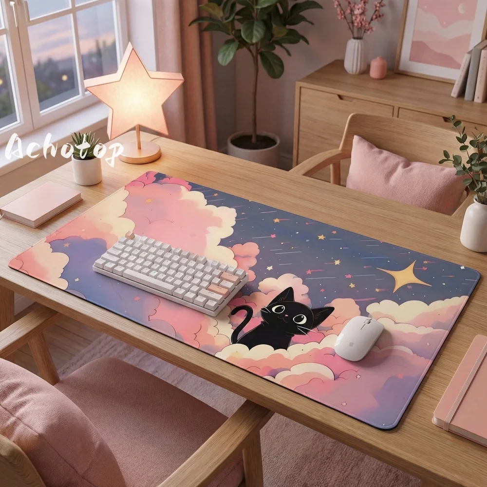 

XXL Mousepad Pink Kawaii Cat Gamer 40x90 Desktops Mat Gaming Keyboard & Mouse Pad Grande