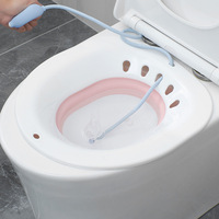 Sitz Bath for Hemorrhoids, Sitz Bath for Toilet Seat, Postpartum Care, Sits Bath Kit for Women, Collapsible, Flusher Hose