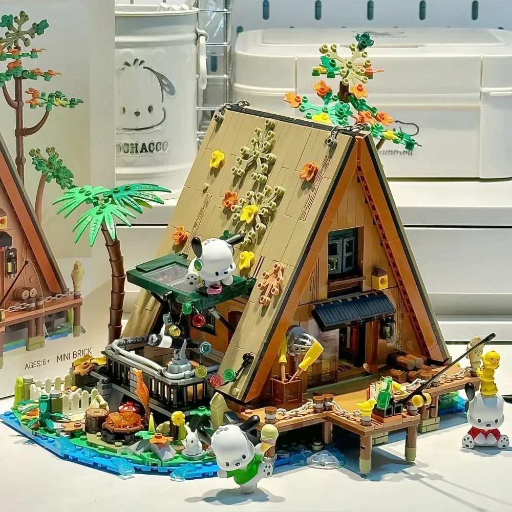 Blocs de construction de maison en bois de pêcheur, cabine forestière créative, briques à assembler MOC, jouets éducatifs pour enfants, cadeau de noël