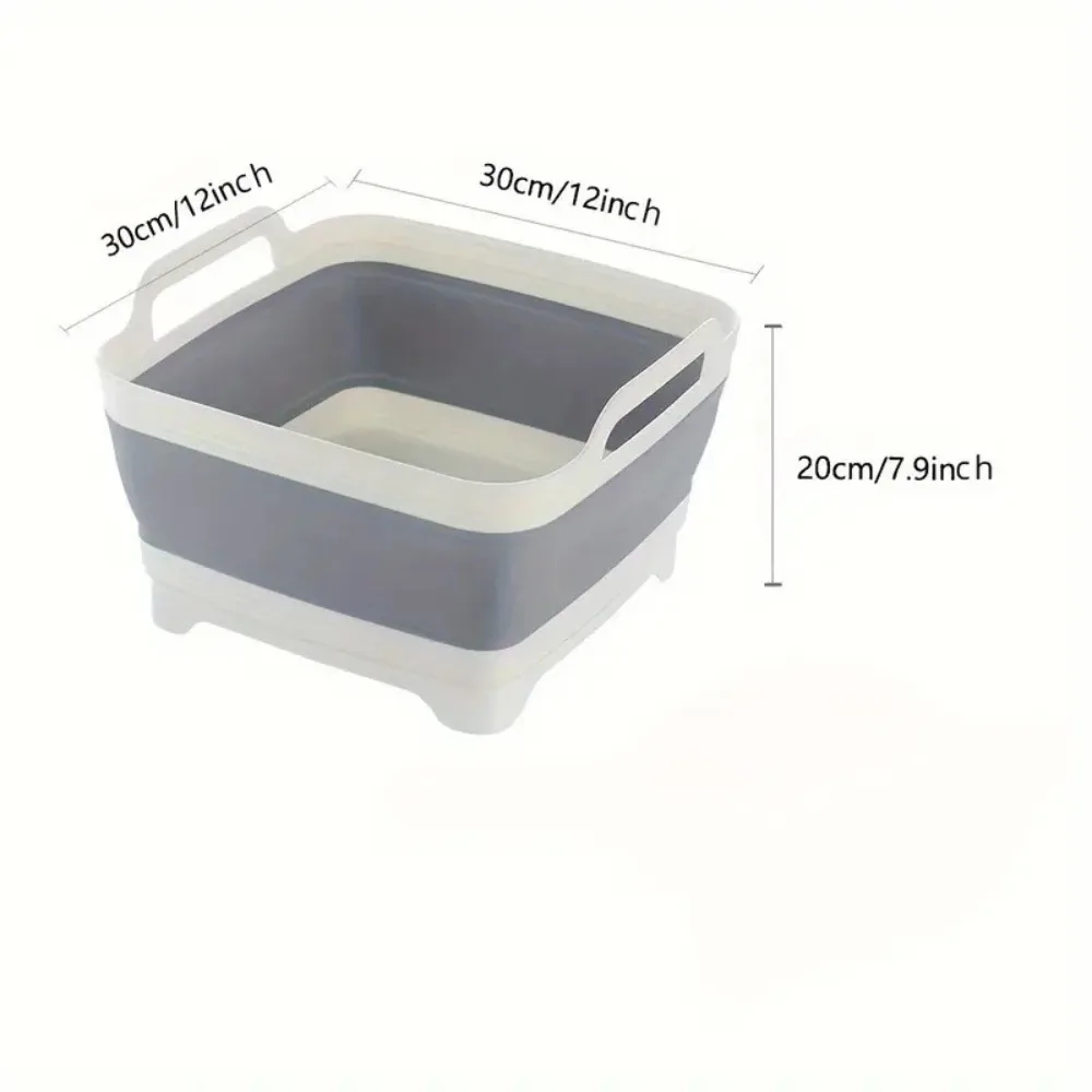 Square Fruit Vegetable Washing Washbasin Kitchen Product Supply Folding Sink Drain Basket Travel Outdoor Camp Portable Basins