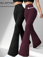 Paquete de 2 pantalones acampanados súper suaves para mujer, cintura alta, Control de barriga, entrenamiento, Yoga, gimnasio, Fitness, mallas largas, pantalones acampanados, ropa informal