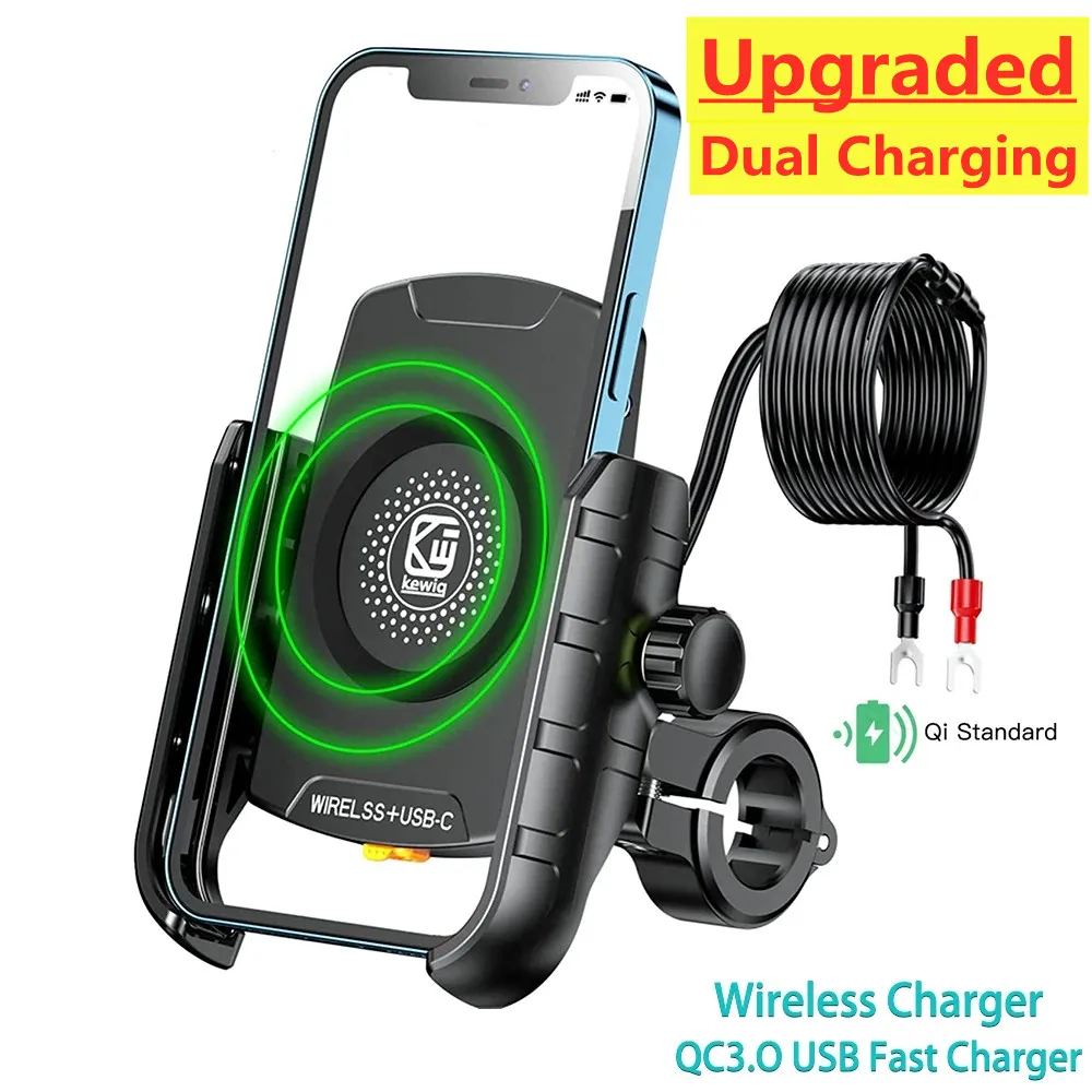 Motorcycle Phone Holder Wireless Charger Moto Motorbike Mirror Mobile Stand Support USB Fast Wireless Charging Cellphone Mount 