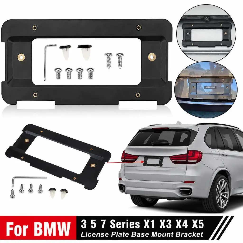 Black US Standard Rear License Plate Base Mount Bracket For BMW 3 5 7 Series X1 X3 X4 X5 License Frame Holder 51187160607