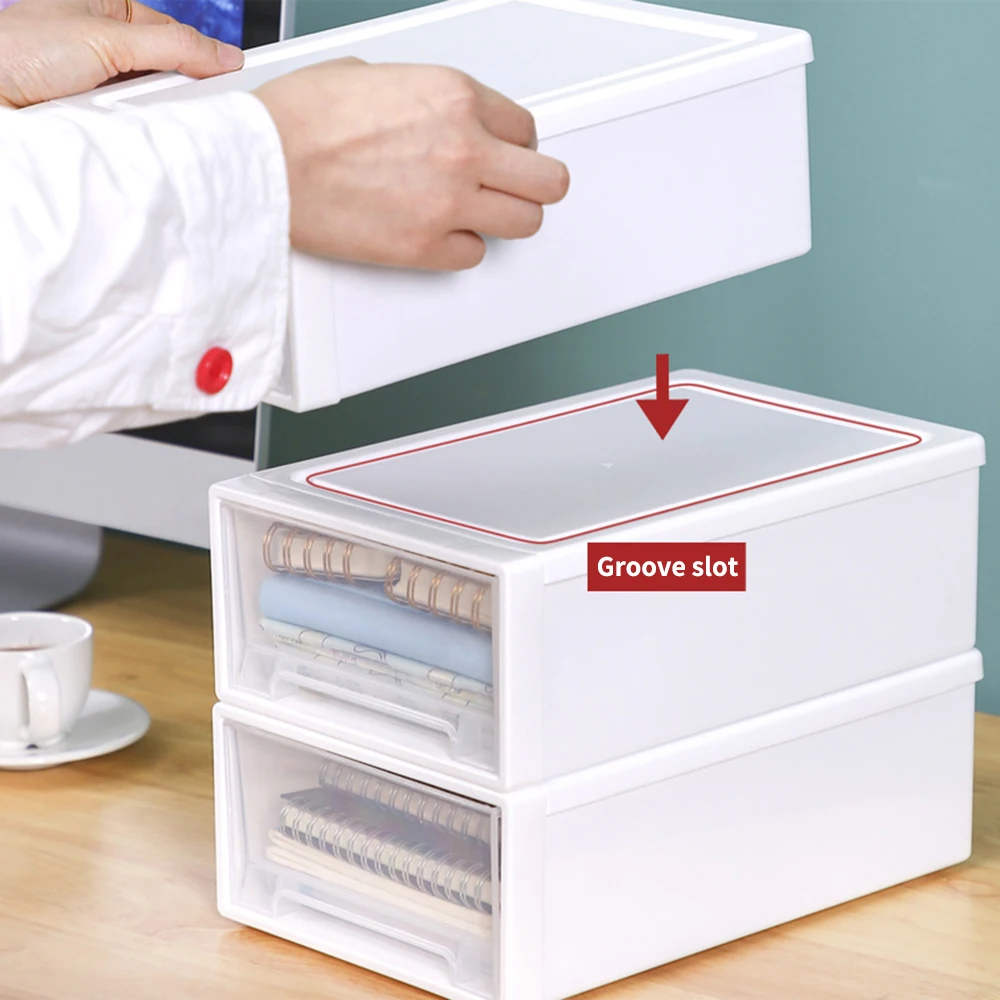1PC Compact Drawer-Style Office Dormitory Makeup Table Dust-Proof Organizing Box Storage Box Can Be Stacked image 6