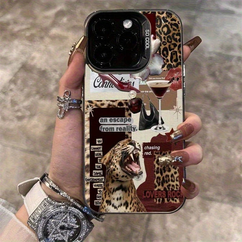 

Leopard lip print phone case suitable for iPhone 17 16 15 14 13 12 11 Pro/ Max /Plus anti-fall and shockproof rear cover