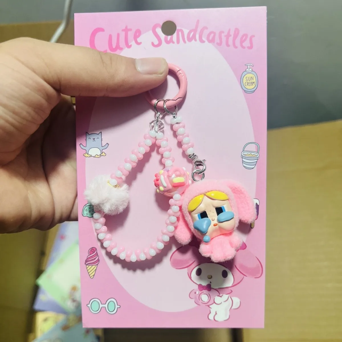 Kawaii Crybaby × Flying Little Police Chain Backpack Pendant Inspearl Beaded Bracelet Accessories Decoration Keychain