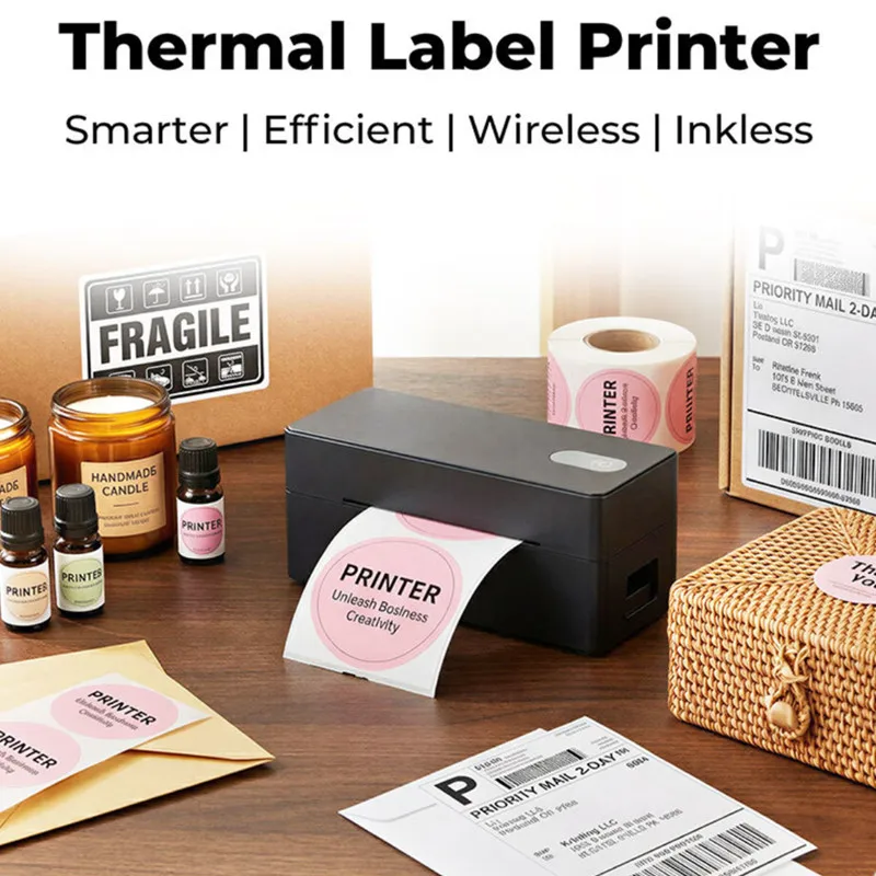 4x6-inch Shipping Label Printer Wireless Express Waybill Address Barcode QR Code Sticker Label Thermal Printer Supports Phone&PC