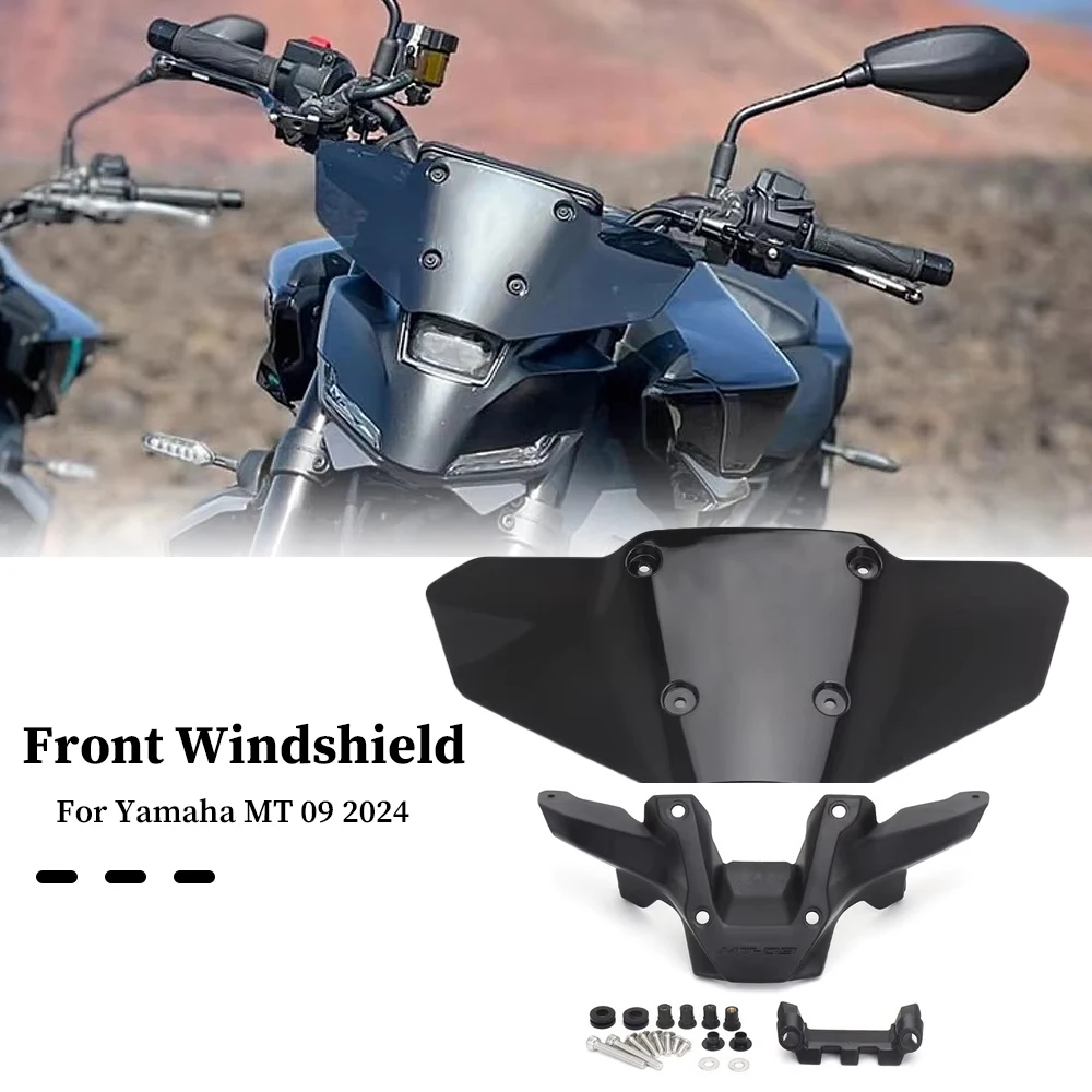 

Motorcycle Tuning Parts New Windscreens Wind Deflectors Front Windshield Spoiler with Bracket Kit For Yamaha MT 09 MT-09 2024