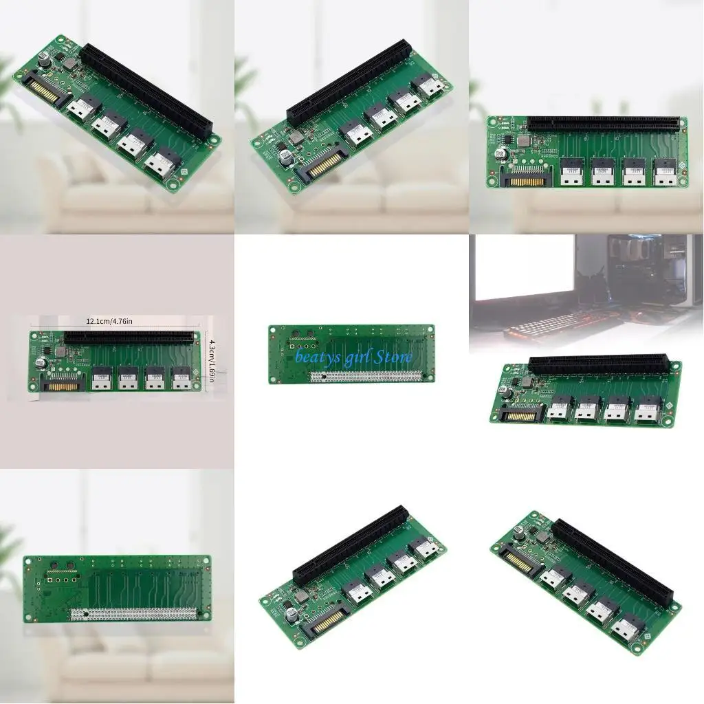 

C7AB PCIe x16 Slot Adapters Converters Board 4 Port SlimSAS-8654 to PCIe x16 Slot