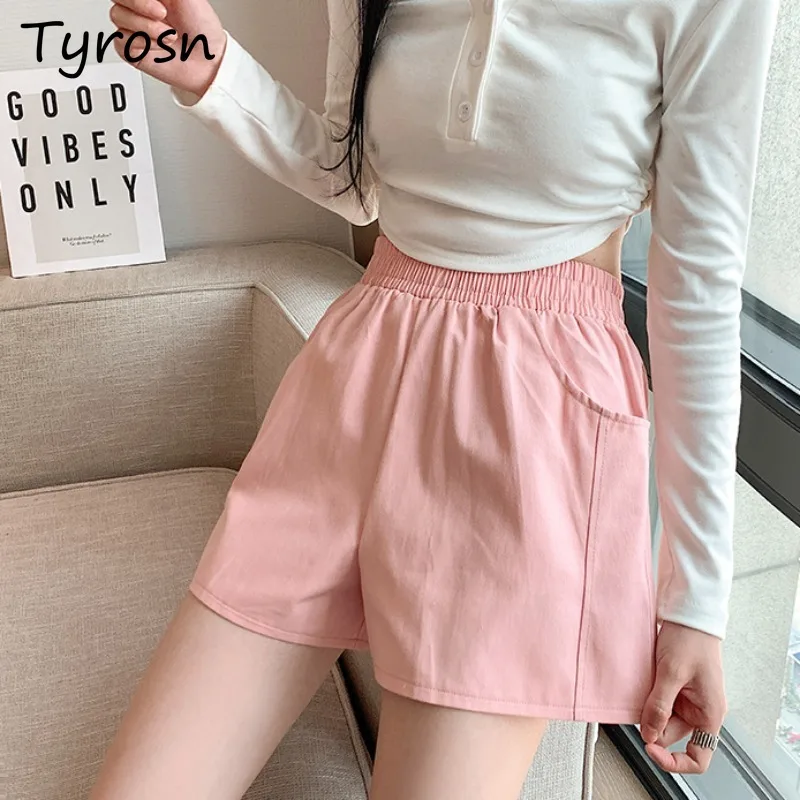 

Shorts Women Students College Summer Thin Breathable A-line High Waist Solid Simple All-match Pocket Sporty Daily Korean Fashion