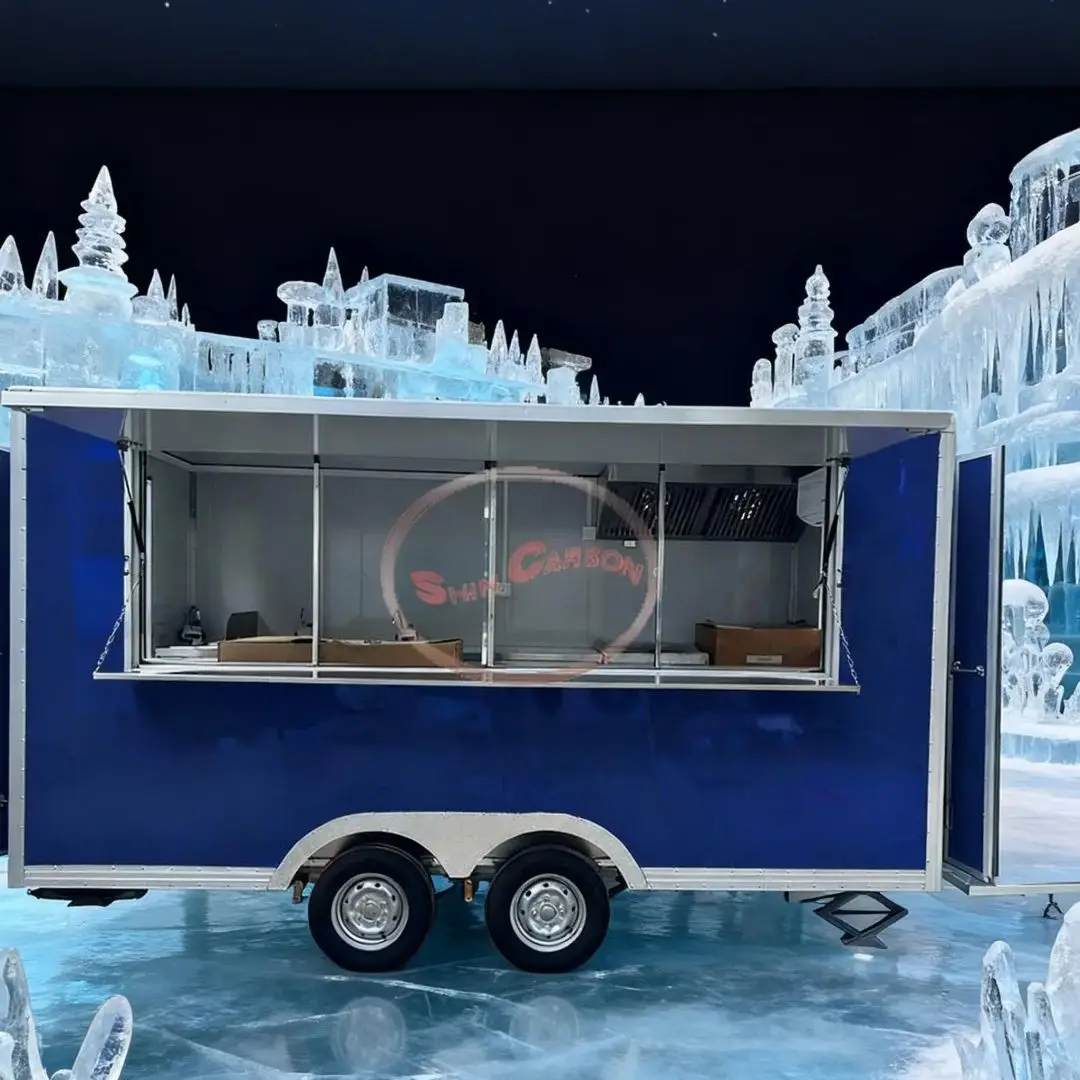 Durable Thickened Steel Towable Food Trailer Outdoor Mobile Snack Vendor Cart Rainproof Sunproof Commercial Kitchen Equipment