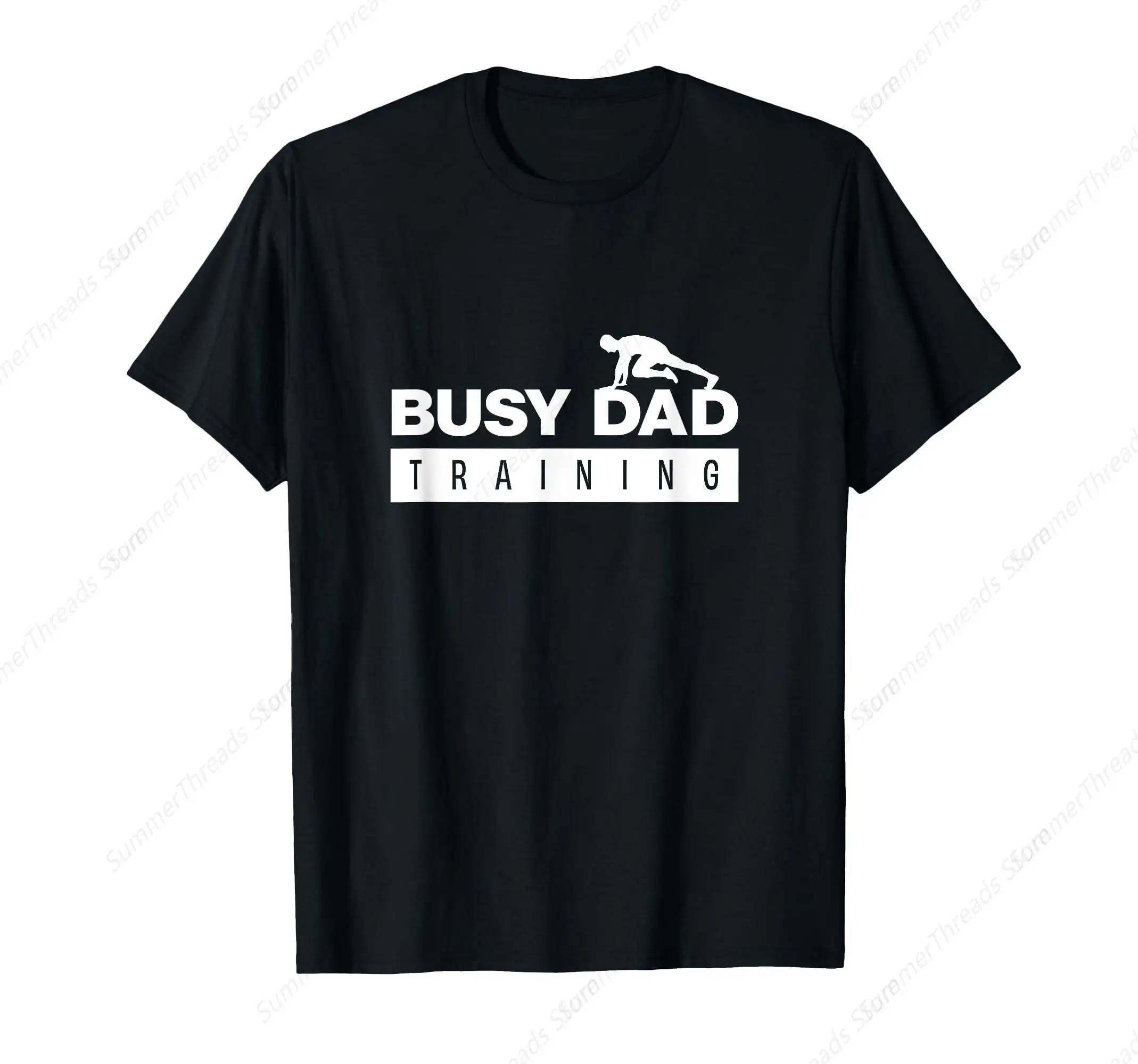 Men's Black Cotton T - Shirt with “Busy Dad Training” Graphic, Ideal for Fitness - Oriented Fathers, Trendy Workout Apparel