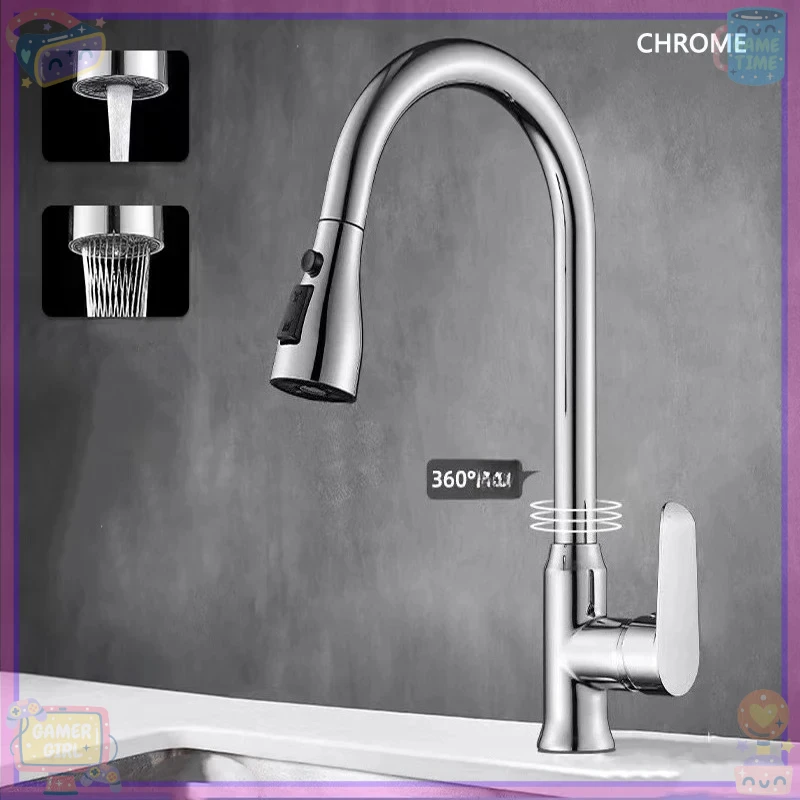

Gunmetal Grey/Black Kitchen Faucet Single Hole Pull-Out Spout Kitchen Sink Mixer Faucet Flow Spray Head Hot and Cold Mixer Fauce