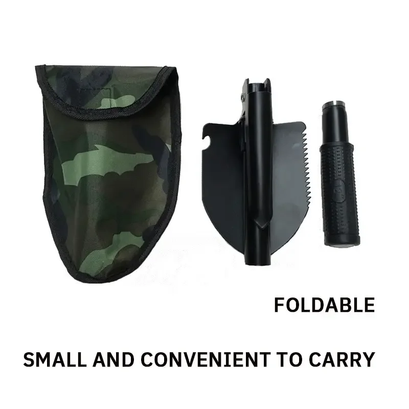 Multifunctional Armory Shovel Outdoor Manganese Steel Thickened Shovel Folding Camping Shovel Portable Military Shovel