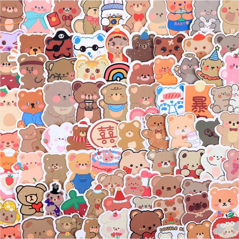 100pcs Cute Bear Animals Cartoon Graffiti Stickers DIY Phone Guitar Laptop Notebook Suitcase Cup Waterproof Sticker Kids Toy