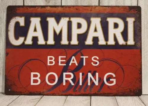 Campari Tin Sign Metal Poster Bar Pub Alcohol Cocktail Liquor Store Rustic Look