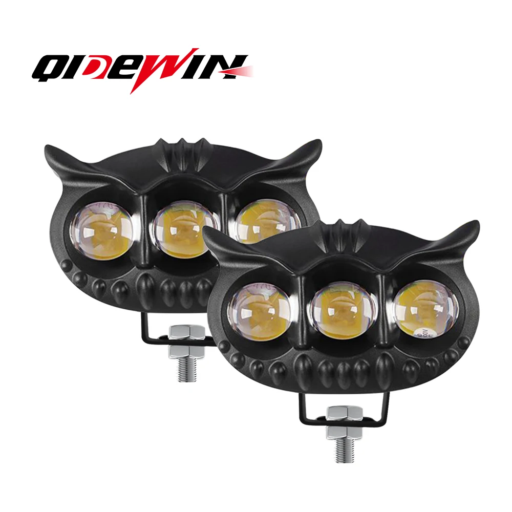 

Motorcycle Electric Vehicle Owl Three Eye Lens Spotlight White Yellow Dual Color Modified Auxiliary Headlight ATV Fog Car Light