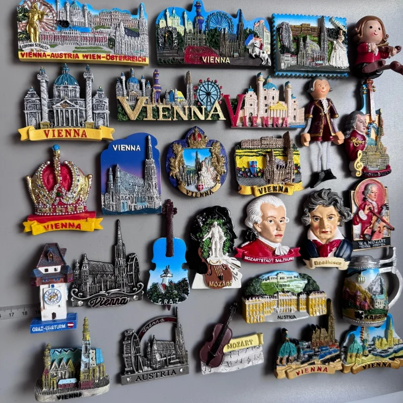 Vienna Austria Magnetic Fridge Sticker Violin Mozart Graz Salzburg Kaprun Schonbrunn Tourist Souvenirs Refrigerator Magnets