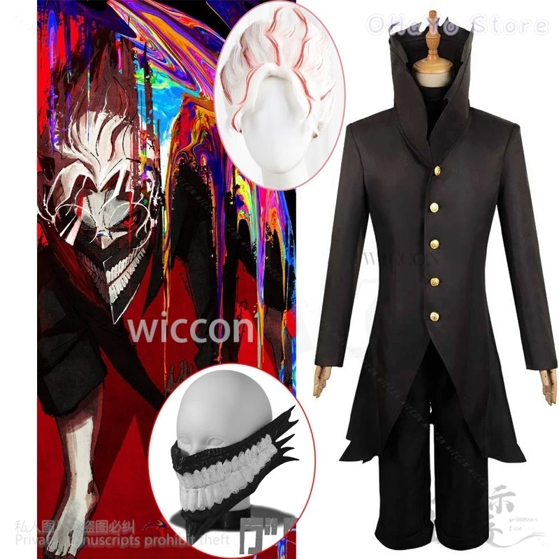 

Hot New Anime Dandadan Cosplay Ken Takakura Costume Battle Uniform For Adult Men Jacket Pants Masks Wigs Halloween Carnival Suit