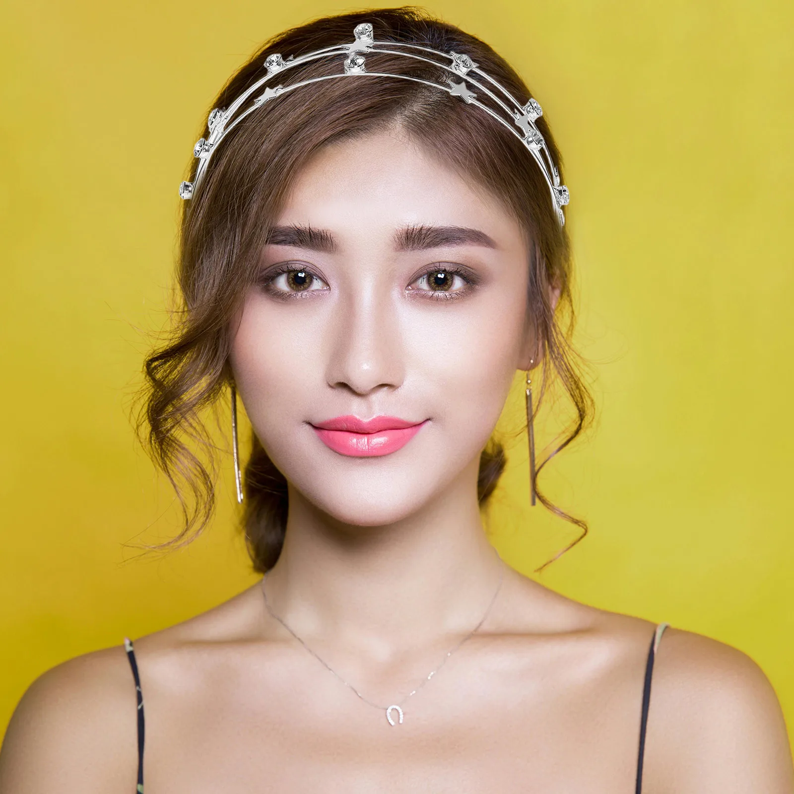 

Headband Hairband Stars Crystal Rhinestone Sparkly Metal Multi Layers Wedding Party Concert Accessories Forehead Bride