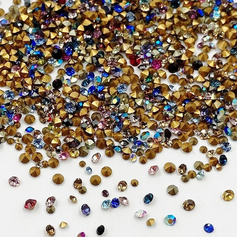 1.2-2.5mm 1440pcs Colors small Glass Pointed Back Rhinestones Tiny Loose Rhinestone Sparkling Crystal Beads