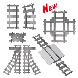 City Train Rail Bricks Model Toy para crianças, Soft Track, Cruved e Straight, Presente compatível com todas as marcas Railway